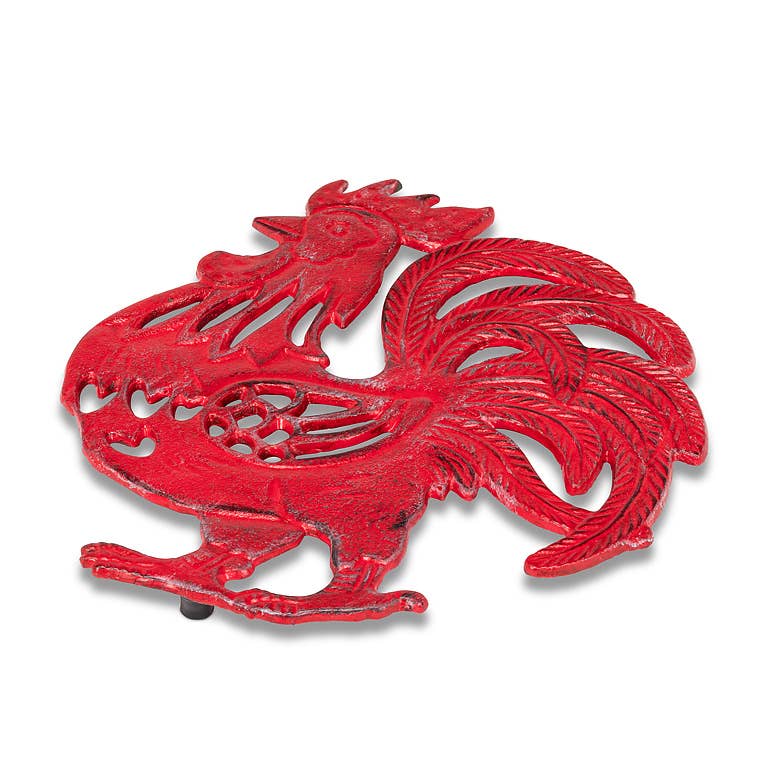 Rooster Trivet-Antique Red-7.5"L