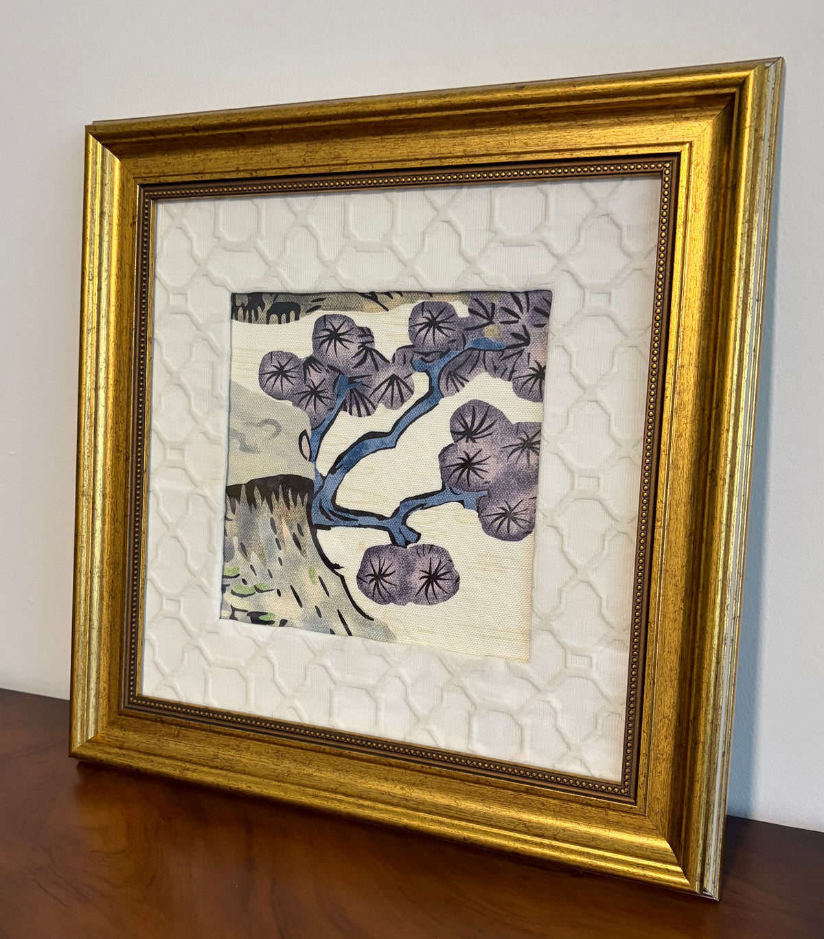 Thibaut Asian Scenic Fabric Wall Art, Gold Frame, 15x15