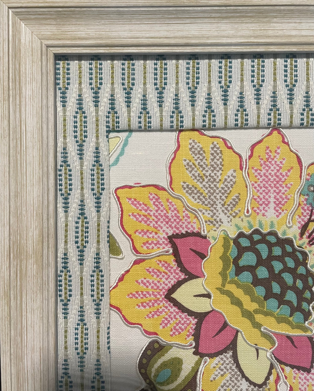 Exotica Sorbet Golden Floral Framed Fabric Art – Ballard Designs Faygo Mat, 13x16