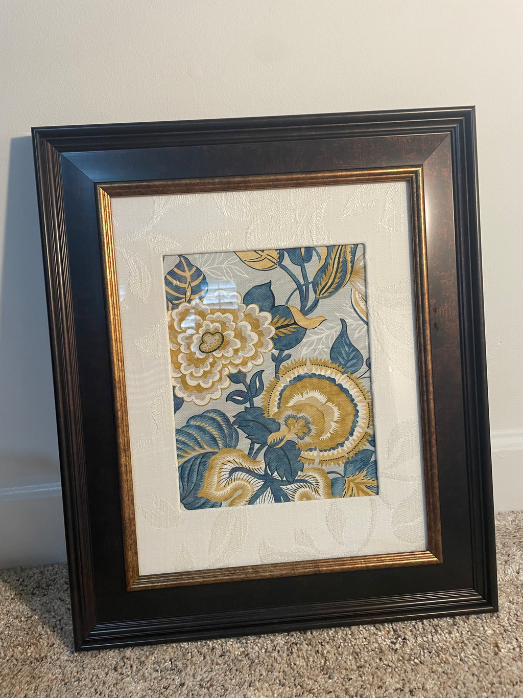 Pair of custom-made Ballard Designs fabric & designer fabric matting