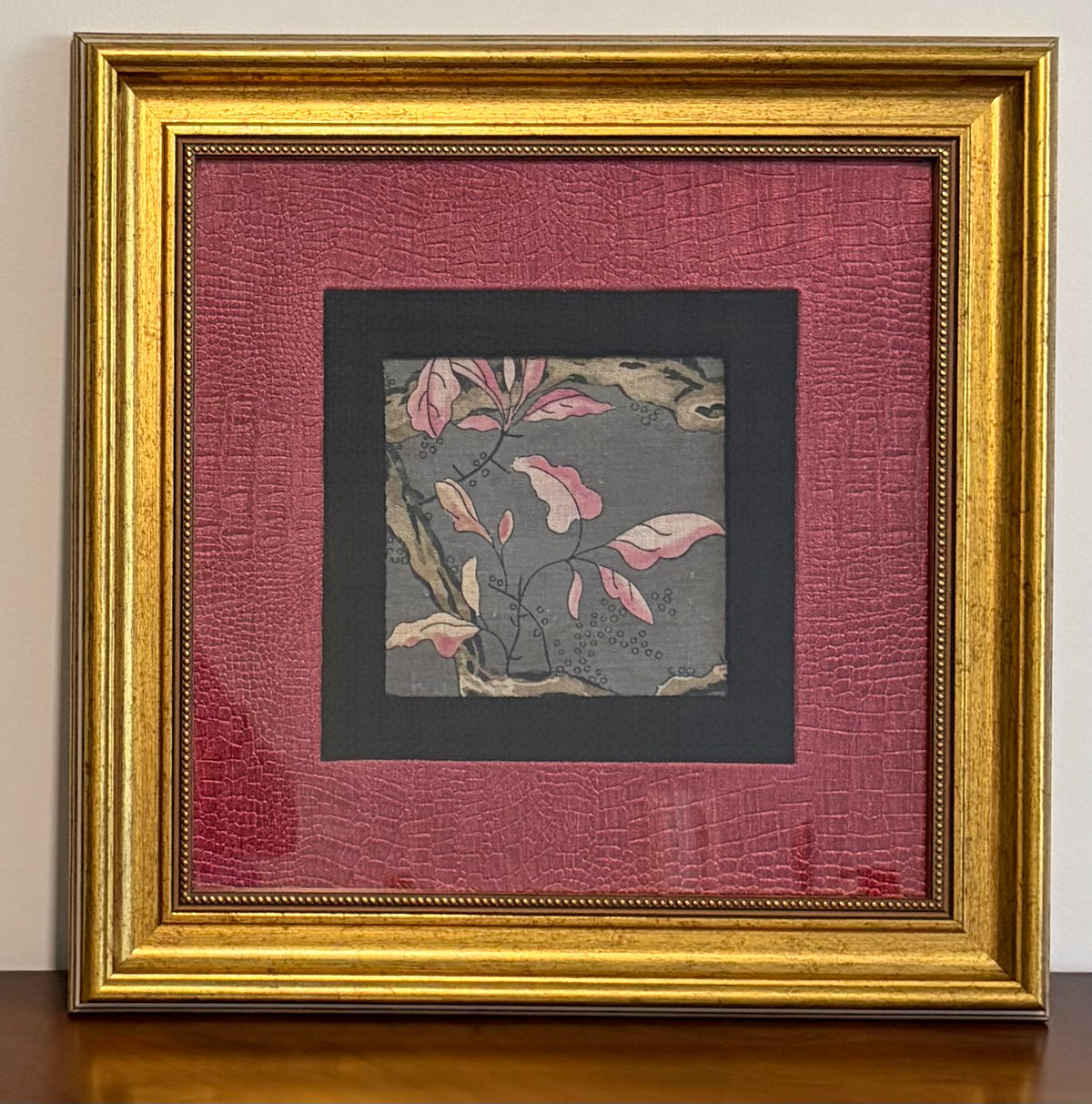 Anna French Villeneuve Fabric Wall Art - One of a Kind Double Matted 15x15 Framed Textile Decor