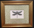 Embroidered Dragonfly Wall Art — Gold Frame with Ballard Designs Pear Tully Fabric Mat