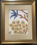 Ballard Designs Millie Blue Floral Fabric Framed Wall Art — 13x16 Gold Frame (No. 2)