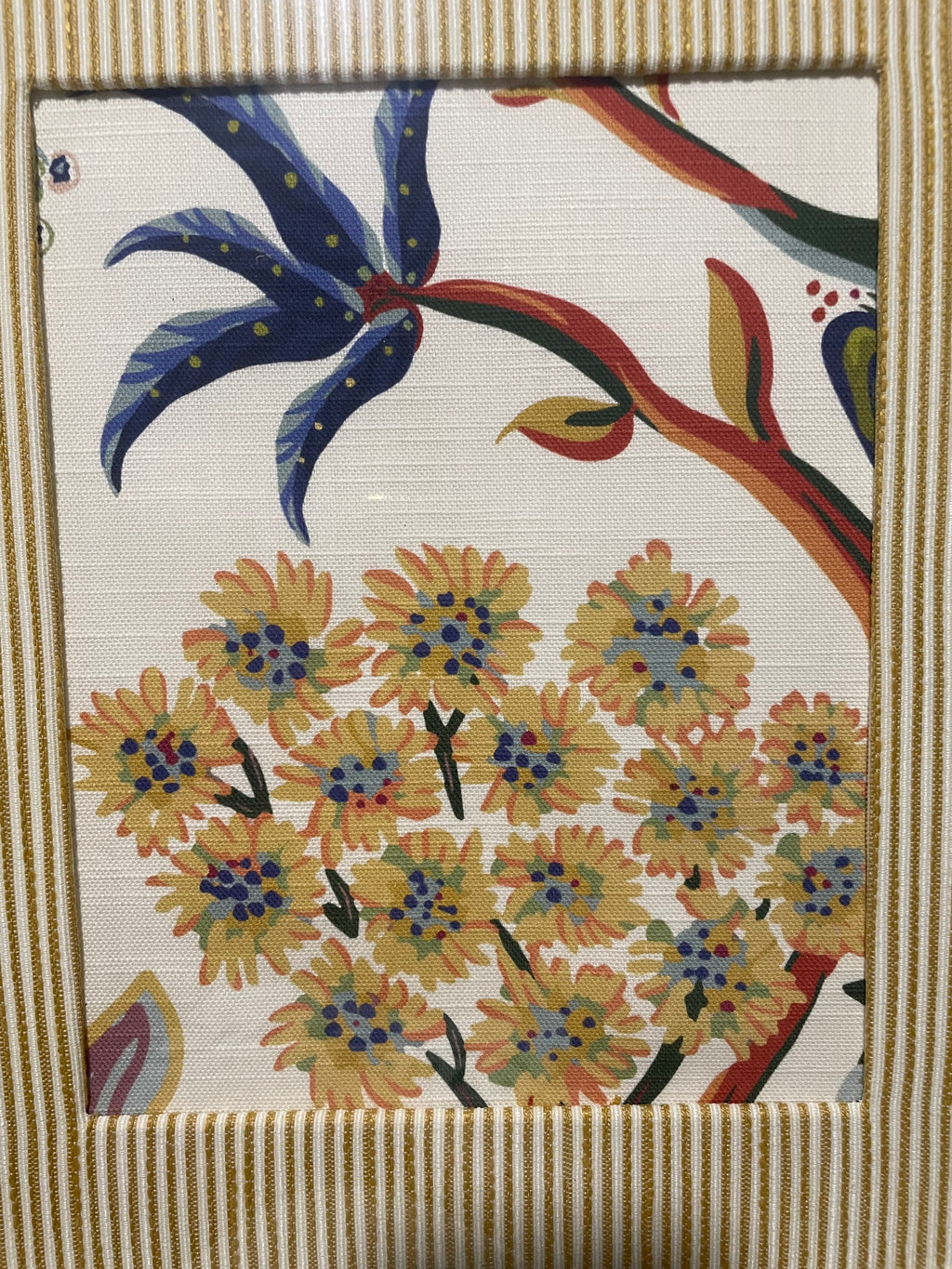 Ballard Designs Millie Blue Floral Fabric Framed Wall Art — 13x16 Gold Frame (No. 2)