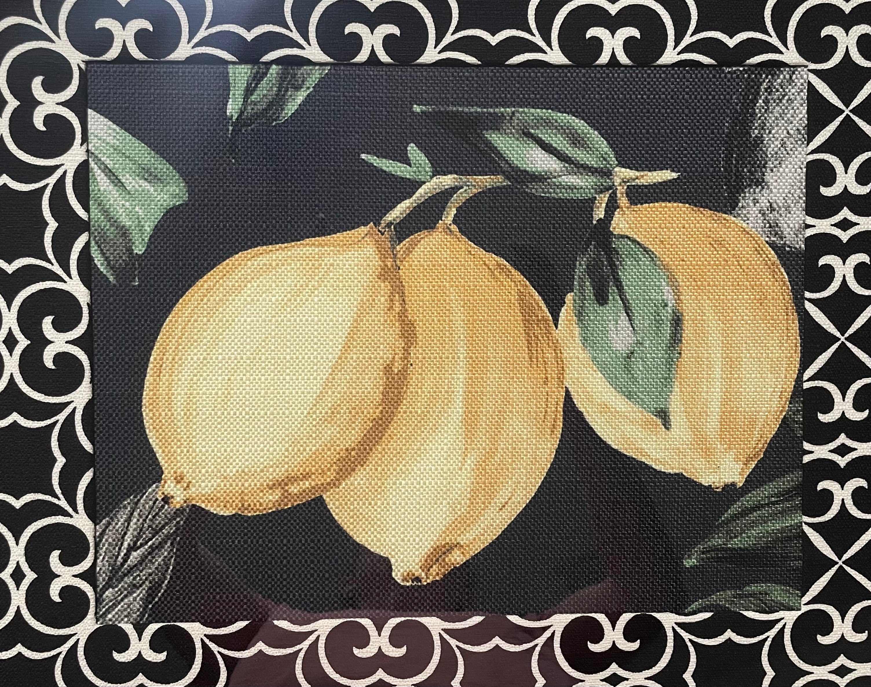 Pucker Up! Lemon Botanical Fabric Framed Wall Art