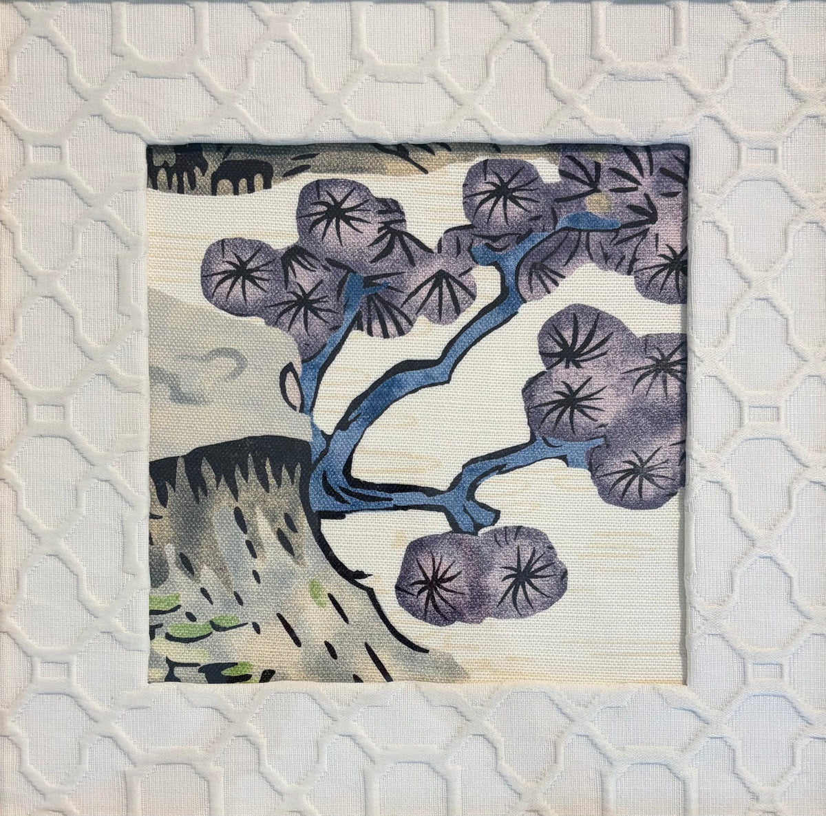Thibaut Asian Scenic Fabric Wall Art, Gold Frame, 15x15