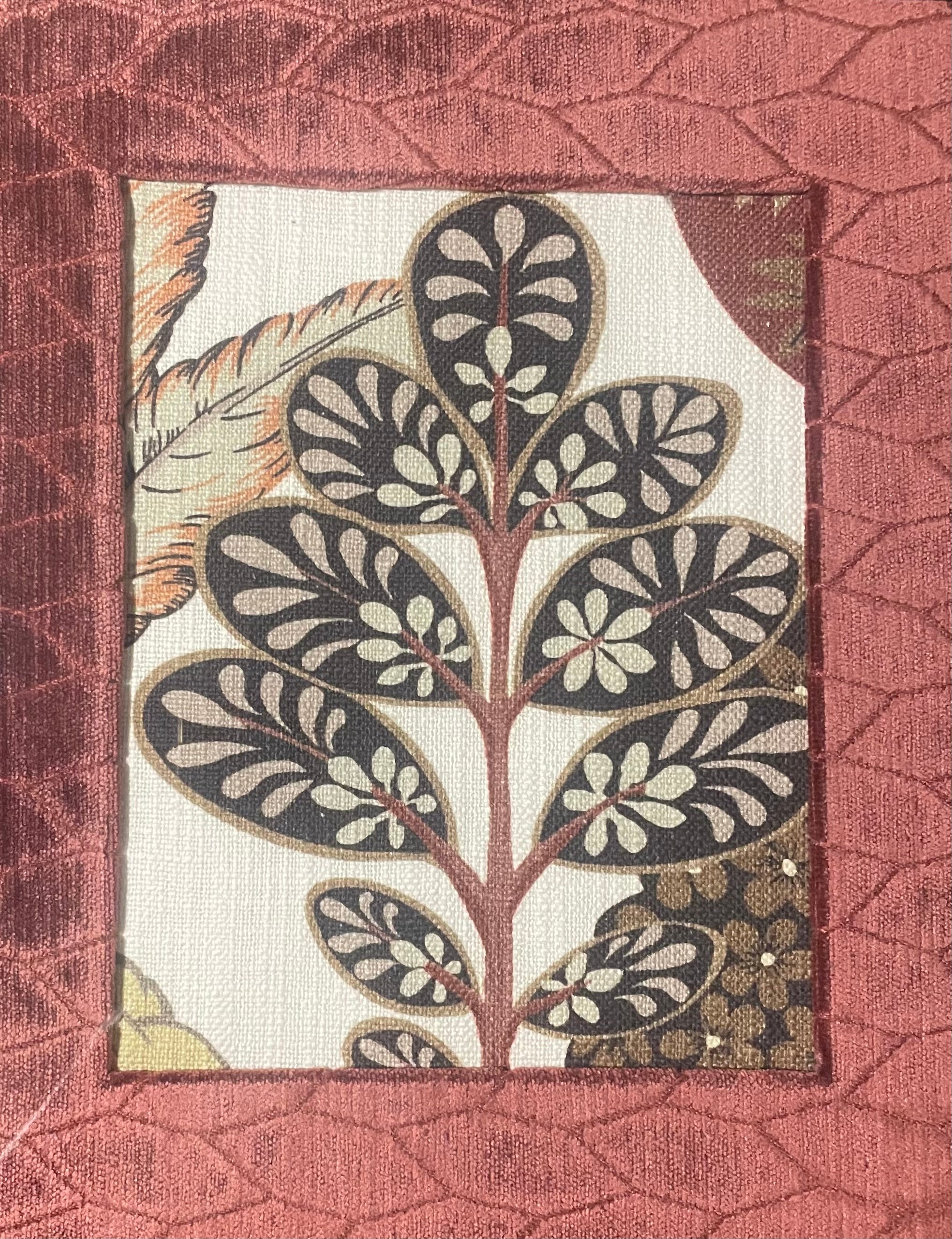 Pair of Tree of life Fabric Wall Art — Designer Fabric, 13x16 Brown Frame