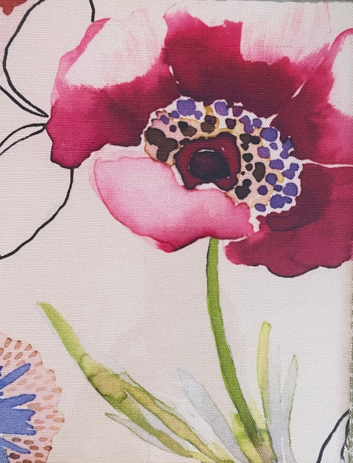 Technicolor Watercolor Anemone — Designer Fabric Wall Art, 13x16 Gold Frame