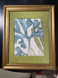 Designer fabric and matting wall art 13 x 16 gold frame
