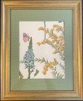 Ballard Designs Isabella Green Fabric Framed Wall Art — Callen Green Mat, 13x16 Gold Frame (No. 1)