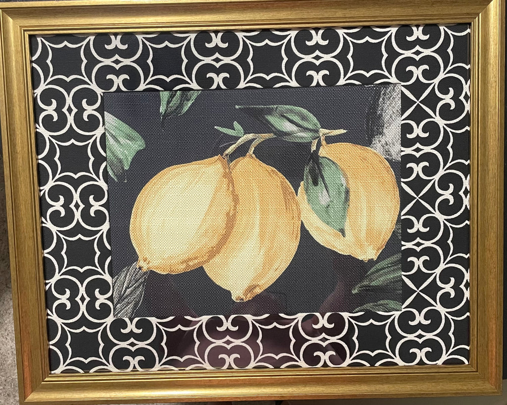 Pucker Up! Lemon Botanical Fabric Framed Wall Art