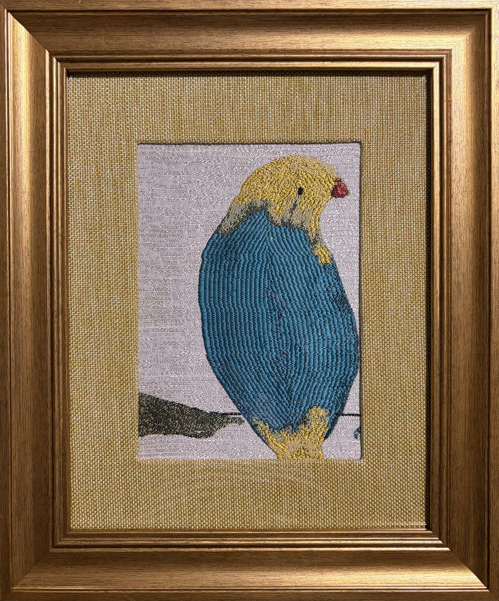 Fabric Bird Framed Wall Art — Gold Mat