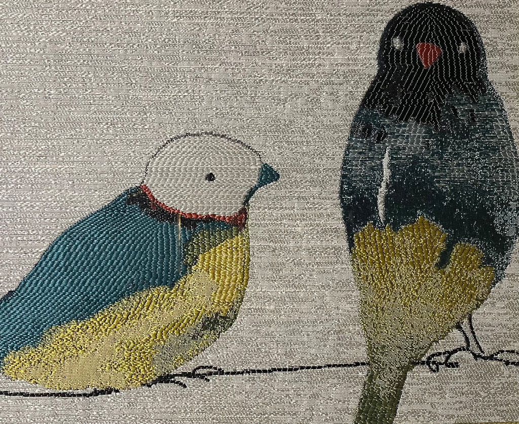 Early Birds Duo — Fabric Wall Art, 13x16 Gold Frame