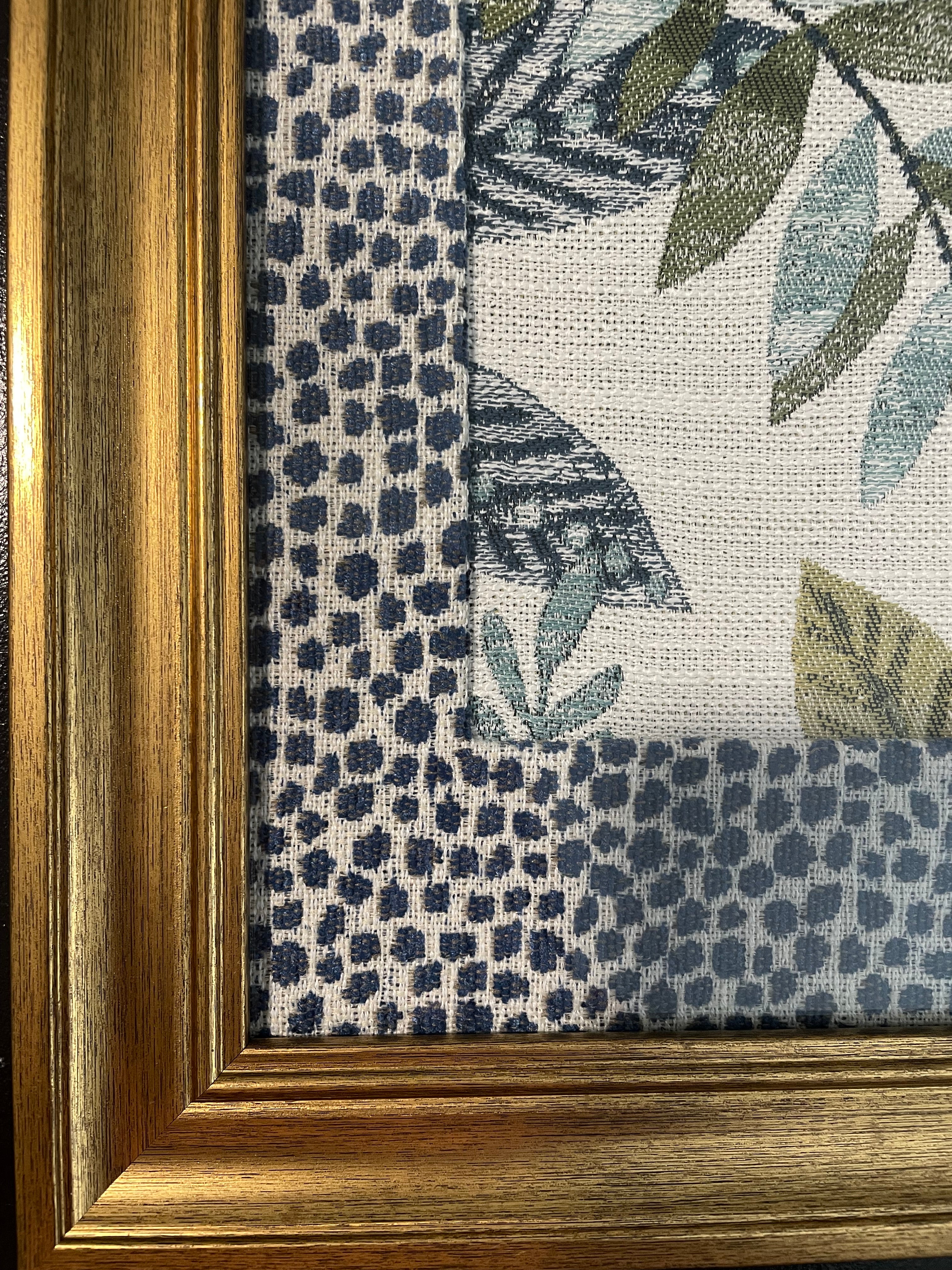 Leafy Oasis Botanical Leaves — Designer Fabric Wall Art, 13x16 Gold Frame