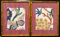 Pair of Custom Ballard Designs Millie Fabric Wall Art with custom mat— 12x15 Bamboo Gold Frame
