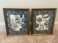 Pair of custom made Ballard Designs fabric & matting