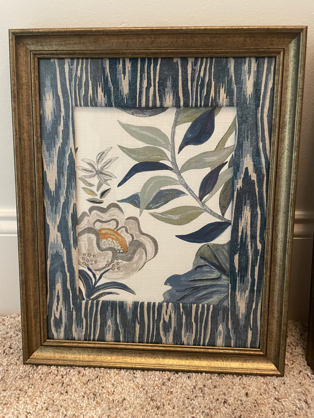 Pair of custom made Ballard Designs fabric & matting