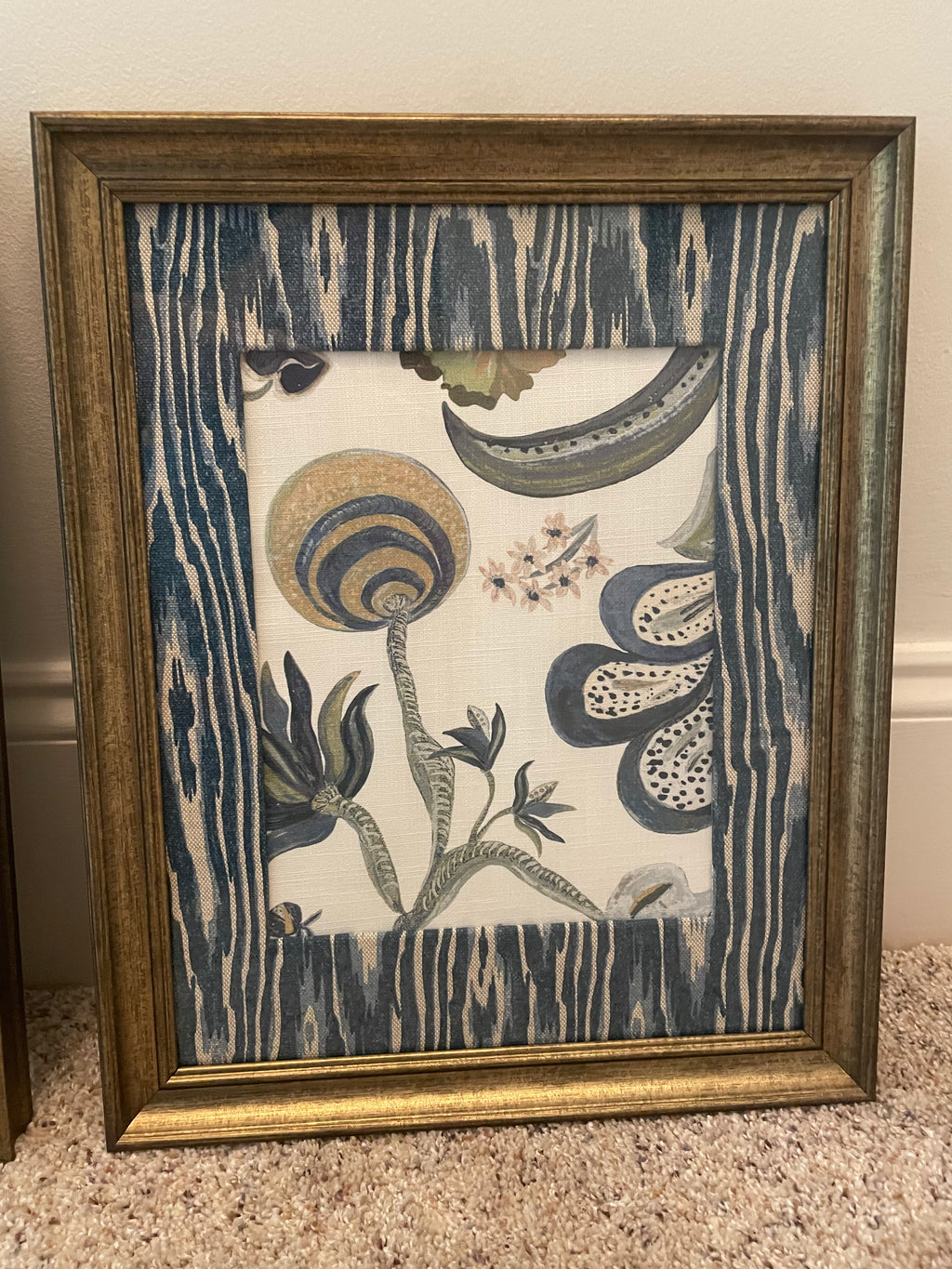 Pair of custom made Ballard Designs fabric & matting