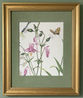 Ballard Designs Isabella Green Fabric Framed Wall Art — Callen Green Mat, 13x16 Gold Frame (No. 1)