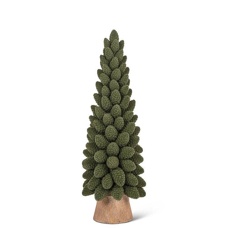 Green Velvet Pinecone Christmas Tree: Large