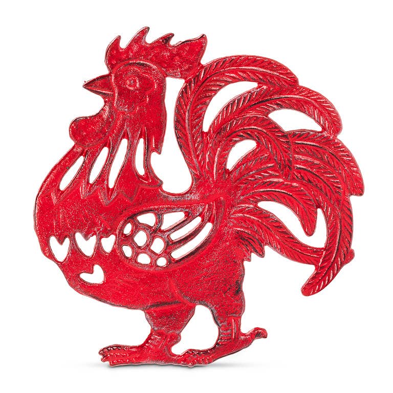 Rooster Trivet-Antique Red-7.5"L