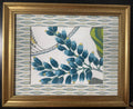 Custom-made Ballard Designs Emmie Blue fabric and Faygo matting in gold frame 13x16