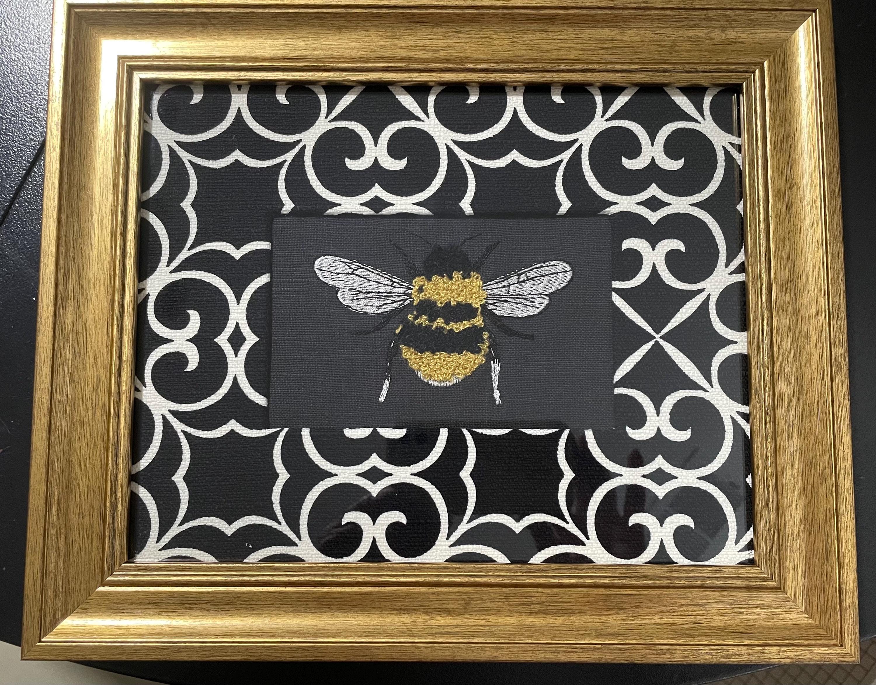 Custom-made designer fabric matting with adorable fabric bee in the center!