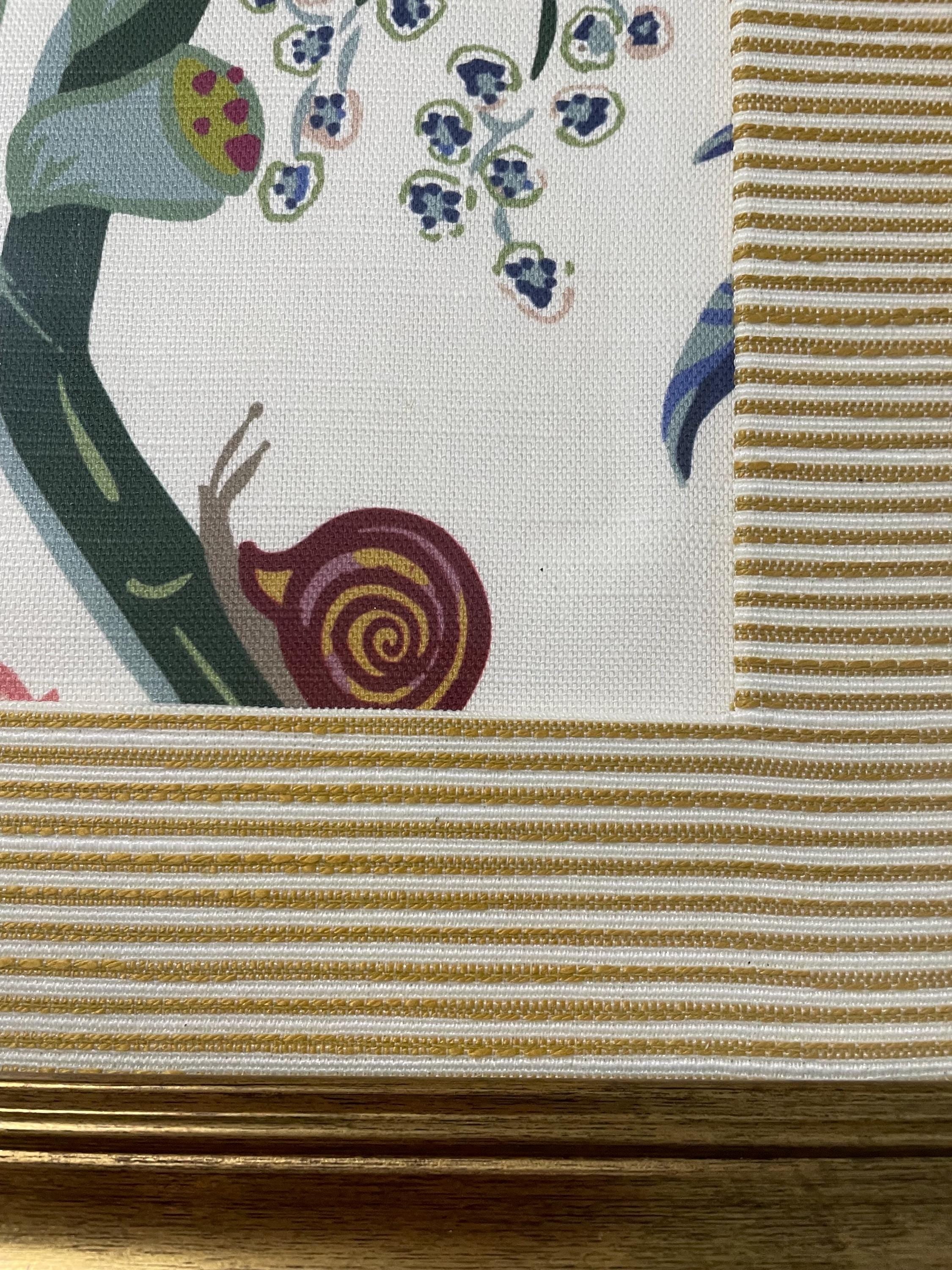 Custom-made Ballard designs Millie Blue fabric and Biff matting in gold frame 13x16