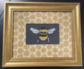 Custom-made Ballard Designs Mia Dijon honeycomb fabric matting with adorable fabric bee in the center!