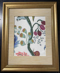 Custom-made Ballard designs Millie Blue fabric and Biff matting in gold frame 13x16