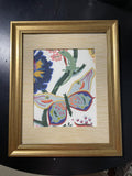 Custom-made Ballard designs Millie Blue fabric and Biff matting in gold frame 13x16