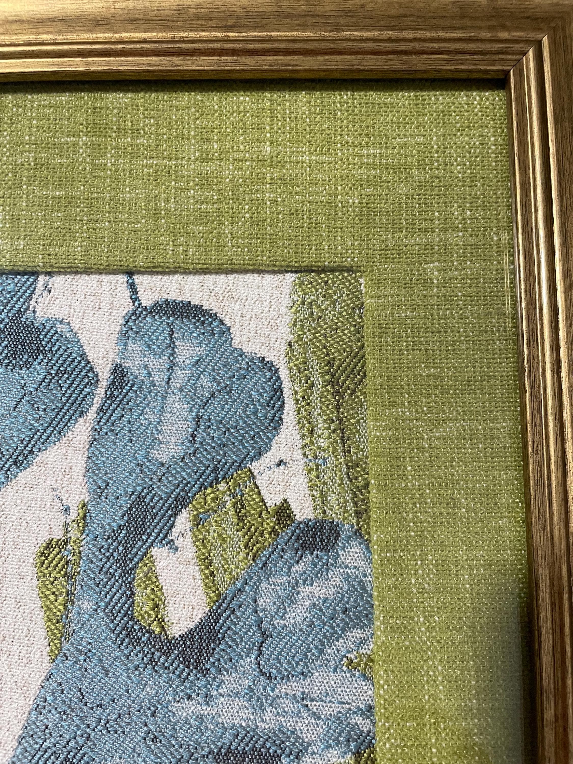 Custom-made Designer fabric and matting in gold frame 13x16