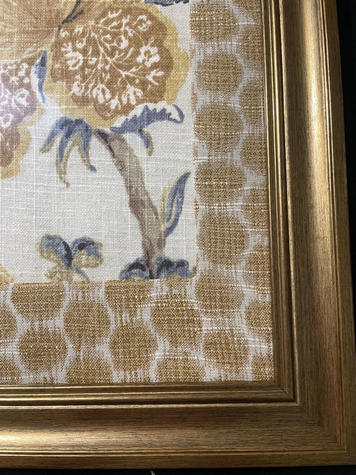 Ballard Designs Sayer Yellow fabric and Mia Dijon matting in gold frame 13x16