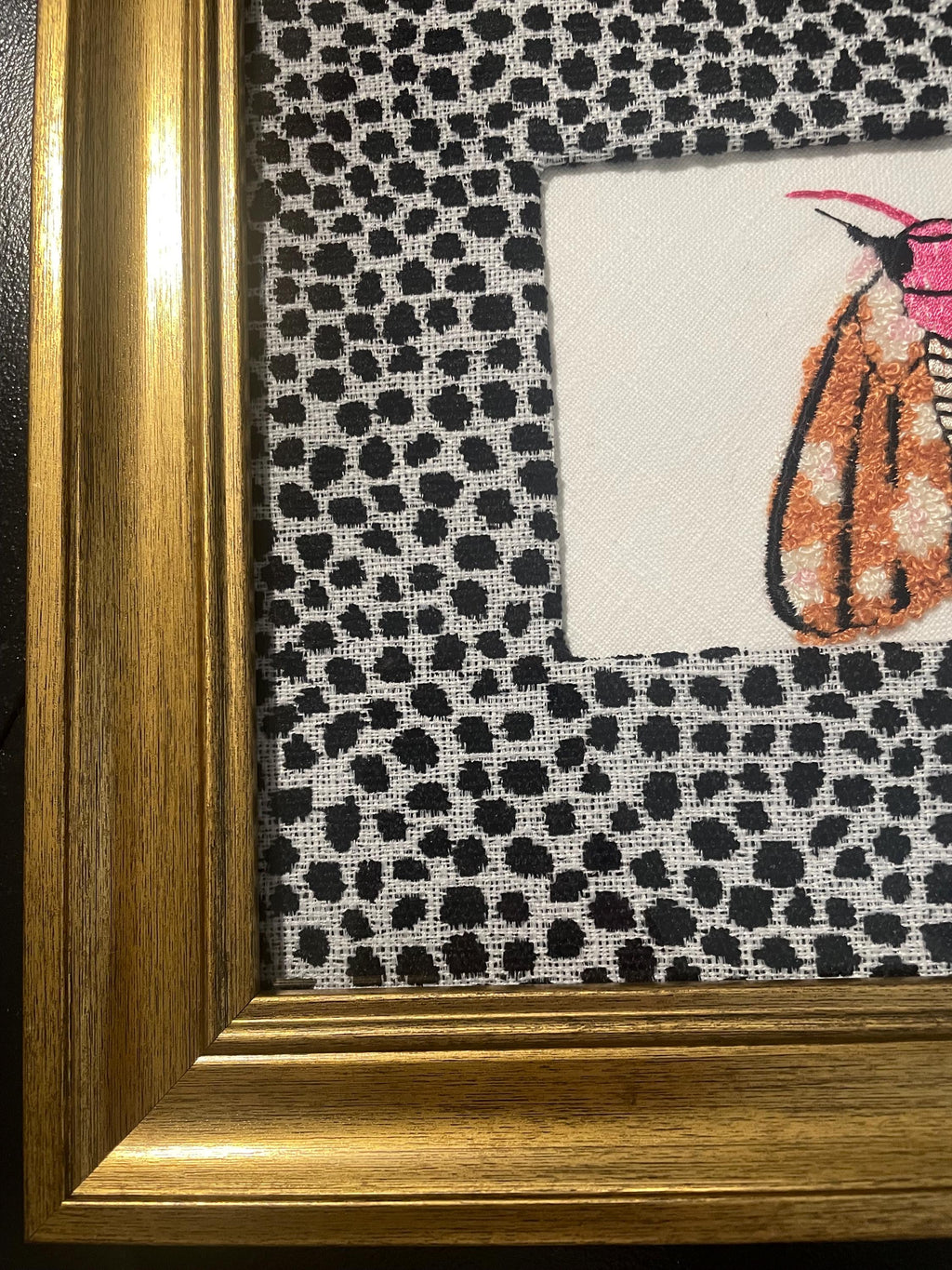 Ballard Designs Ebony Tully fabric matting with adorable embroidered Moth in the center!