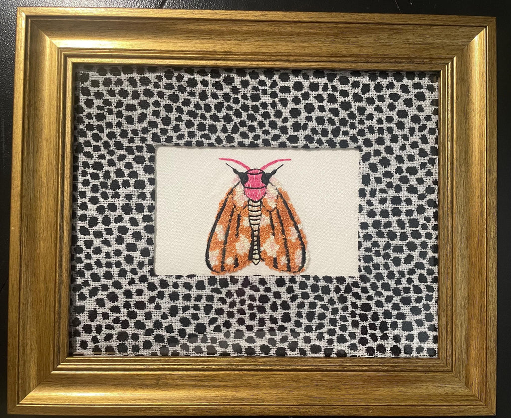 Ballard Designs Ebony Tully fabric matting with adorable embroidered Moth in the center!