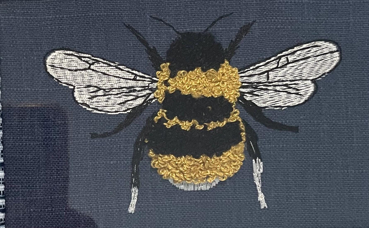 Embroidered Bee Wall Art with Ballard Designs Indigo Mat