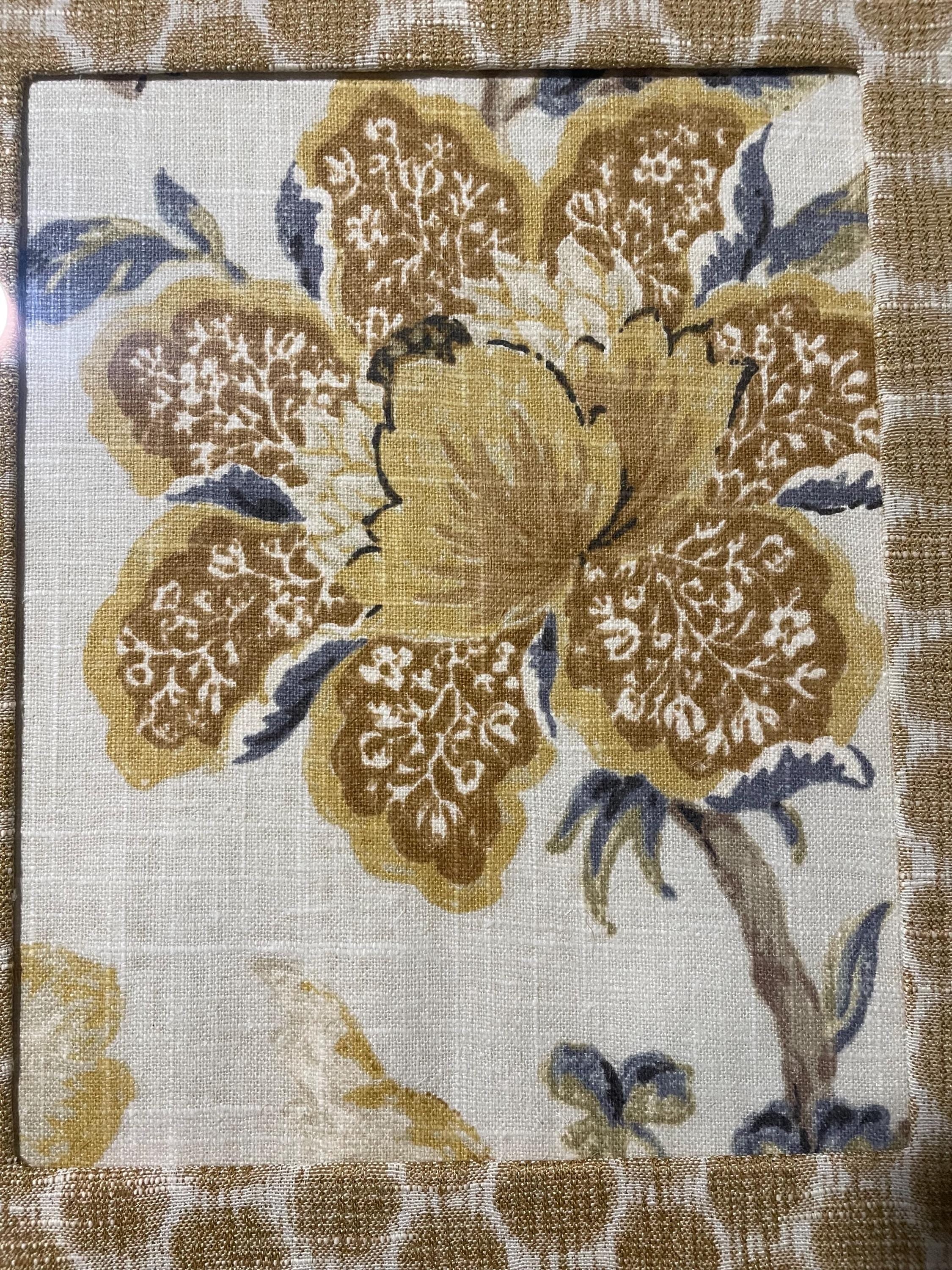 Ballard Designs Sayer Yellow fabric and Mia Dijon matting in gold frame 13x16