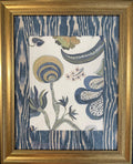 Custom Framed Ballard Designs Fabric Art (13x16) – Isadore Blue Ikat Gold Frame
