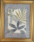 Leafy Oasis Fabric with Ballard Designs Tully fabric mat, Gold Frame (13 x 16)