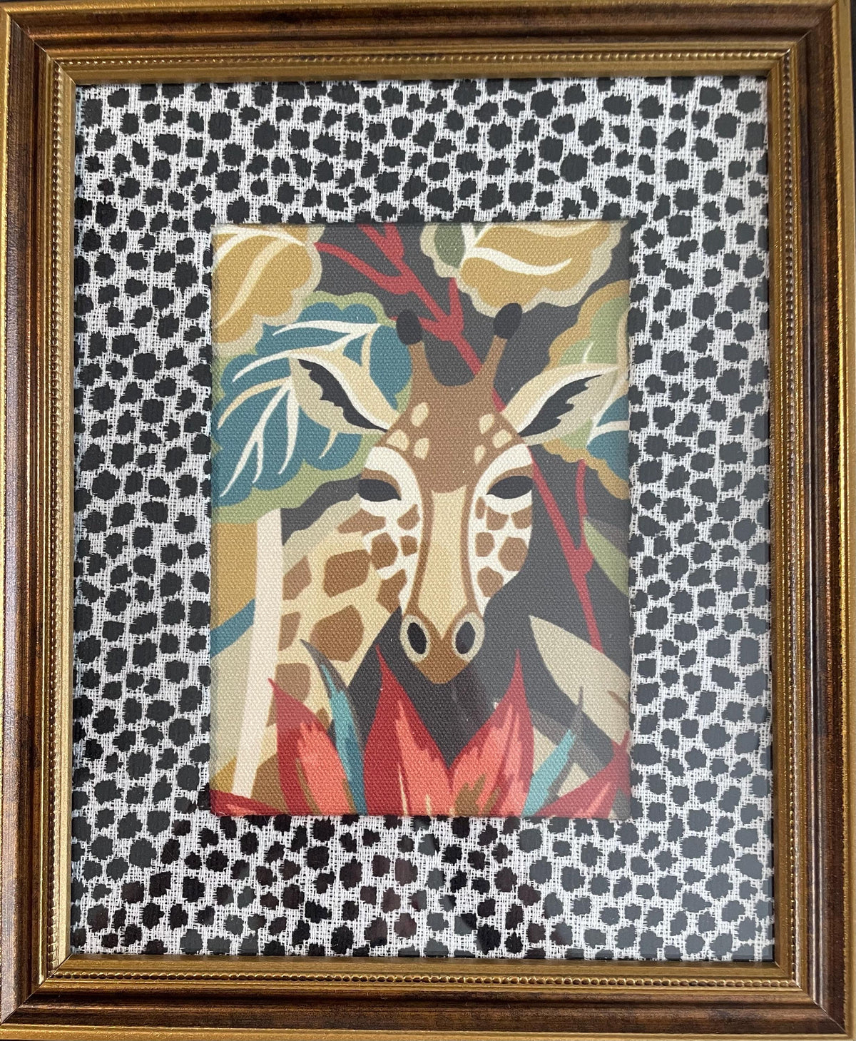 Pair of Safari Wall Art Framed Giraffe Zebra Kinabalu Fabric Print Nature Decor