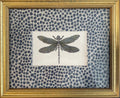 Dragonfly Framed Art with Tully Blue Ballard Designs Fabric Mat | Gold Framed Wall Decor