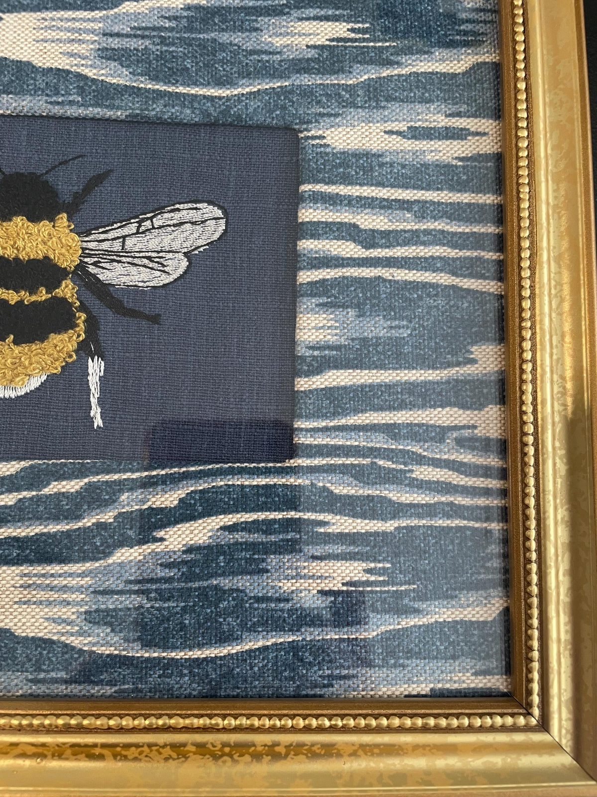 Adorable Blue Bee Framed Fabric Mat with Ballard Designs Darcy Wall Decor