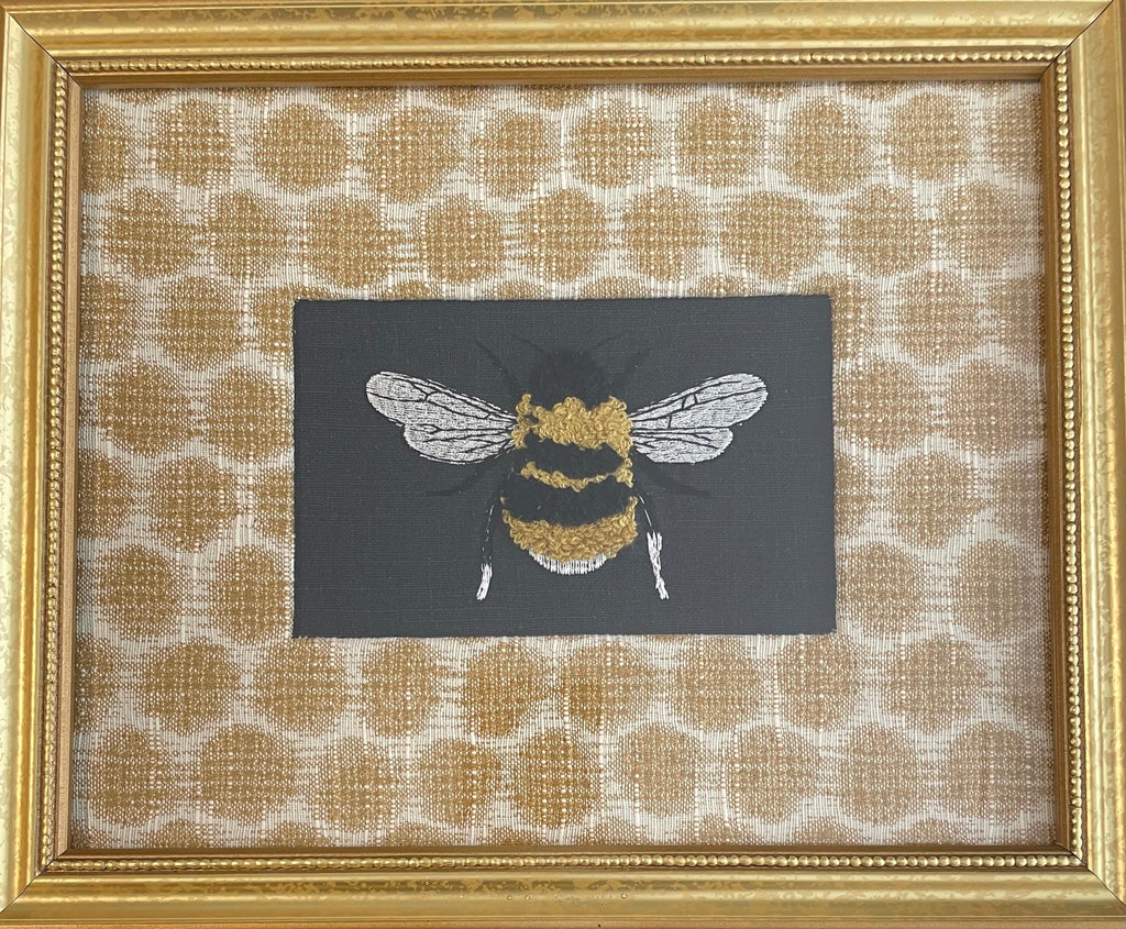 Custom Honeycomb Fabric Mat with Bee Accent - Designer Inspired Picture Frame Matting for Wall Art