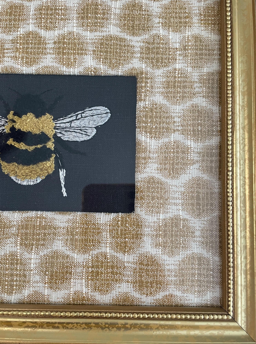 Custom Honeycomb Fabric Mat with Bee Accent - Designer Inspired Picture Frame Matting for Wall Art
