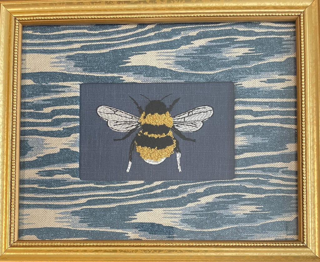 Adorable Blue Bee Framed Fabric Mat with Ballard Designs Darcy Wall Decor