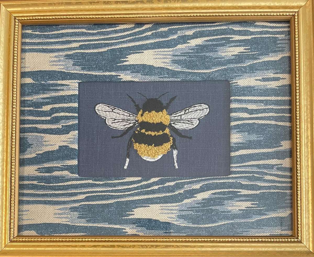 Adorable Blue Bee Framed Fabric Mat with Ballard Designs Darcy Wall Decor