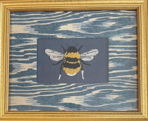 Adorable Blue Bee Framed Fabric Mat with Ballard Designs Darcy Wall Decor