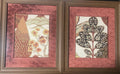Handcrafted Fabric Wall Art Pair: Tree of Life & Blossom Botanicals (13x16 Framed)
