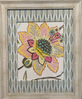 Exotica Sorbet Golden Floral Framed Fabric Art with Ballard Designs Faygo Mat 13x16