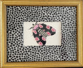 Embroidered Boucle Moth Art in Gold Frame, Ebony Ballard Tully Fabric Mat, Whimsical Entomology Wall Decor